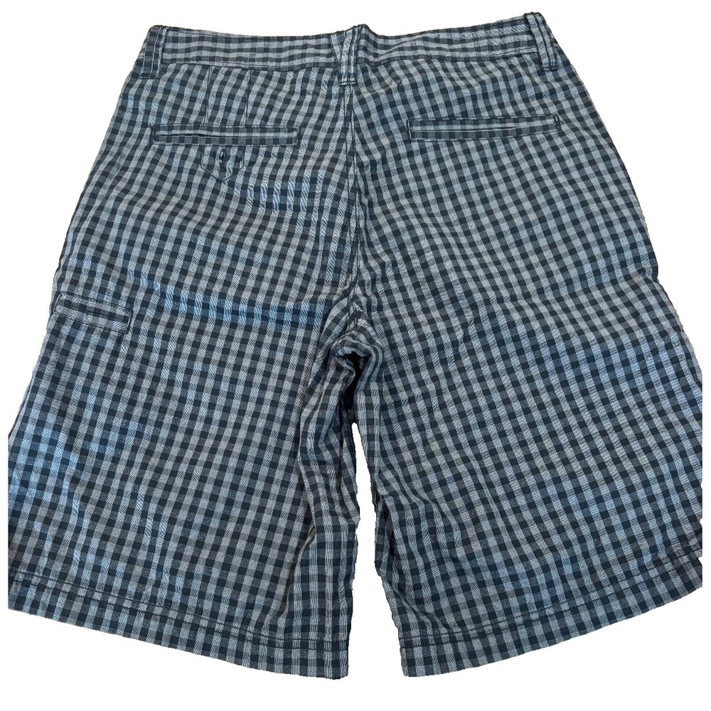 Gotcha gray black checked mens' shorts size 32 cotton long preppy golf travel